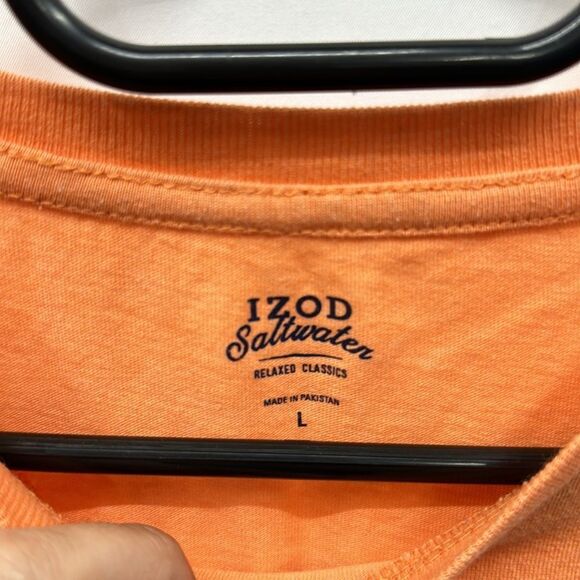 Izod Saltwater orange/peach shirt sz L - Picture 3 of 5
